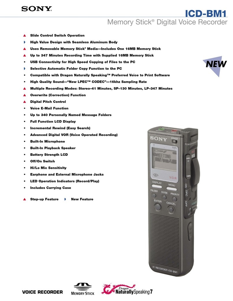 Sony ICDBM1 - Memory Stick Media Digital Voice... User manual