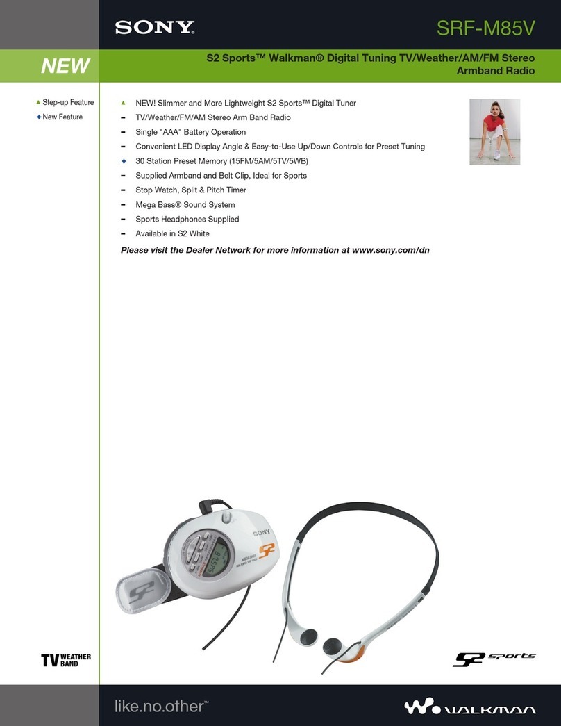 Sony Walkman SRF-M85V Specifications