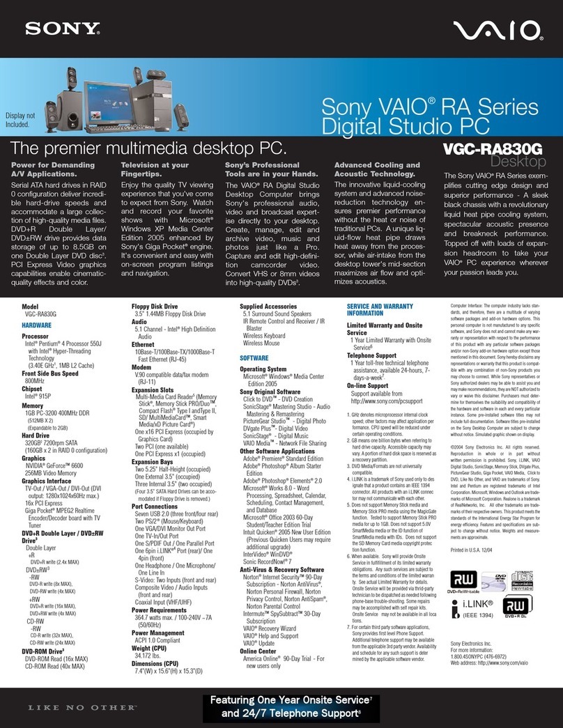Sony VGC-RA830G User manual Sony VGC-RA830G User manual