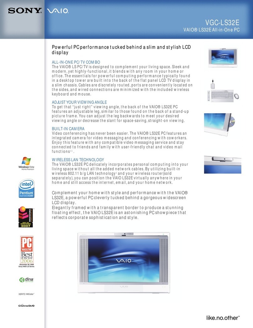 Sony VGC-LS32E - Vaio All-in-one Desktop Computer User manual