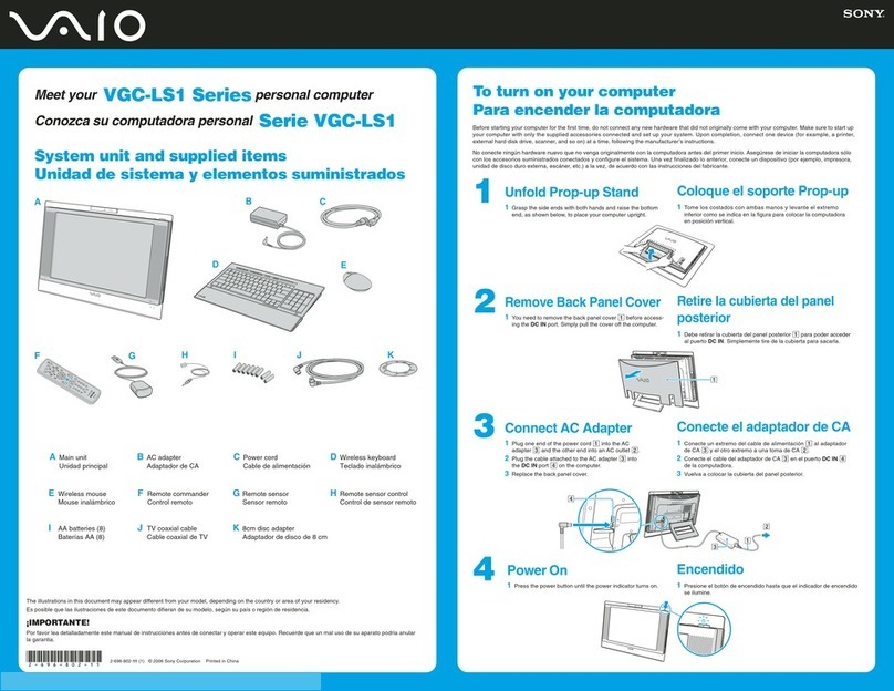 Sony VGC-LS1 - Vaio All-in-one Desktop Computer User manual