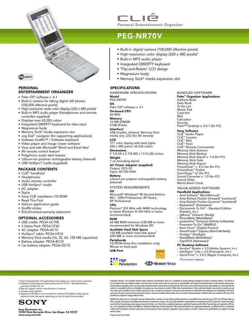 Sony CLIE PEG-NR70V User manual