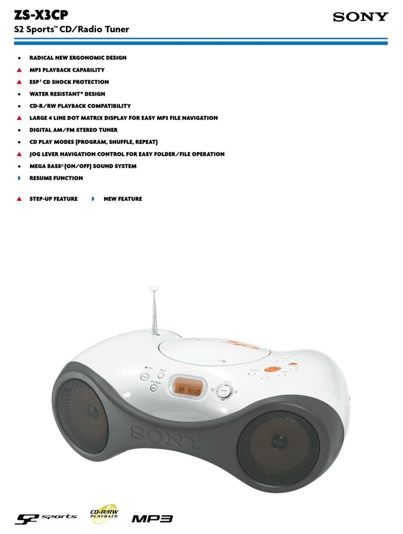Sony ZS-X3CP Marketing Specifications & Features User manual