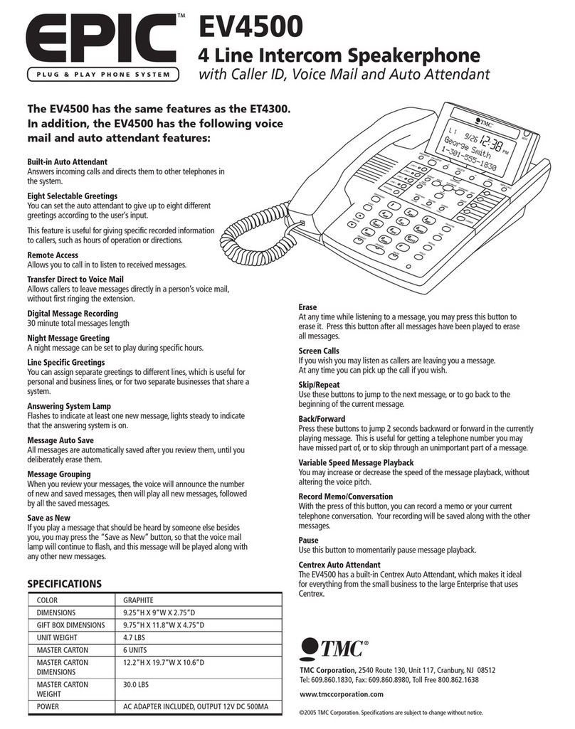 TMC EPIC EV4500 Specifications