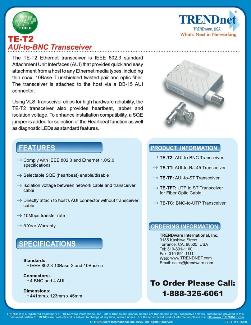 TRENDnet TE-T2 Product information TRENDnet TE-T2 Product information