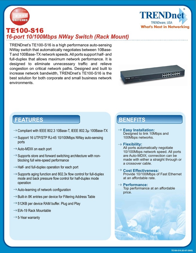 TRENDnet TE100-S16 - DATA SHEETS User manual