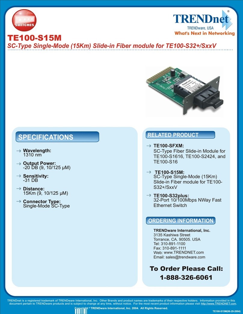 TRENDnet TE100-S15M Specifications TRENDnet TE100-S15M Specifications