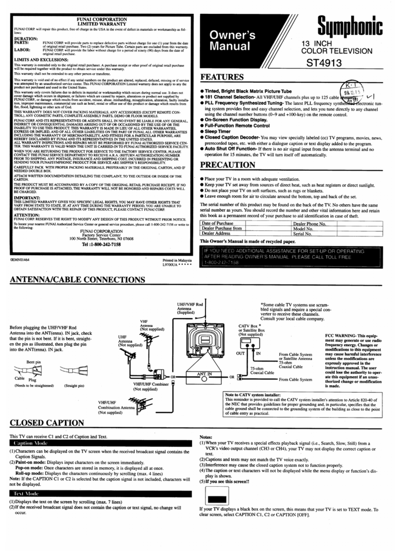 Symphonic ST4913 User manual Symphonic ST4913 User manual