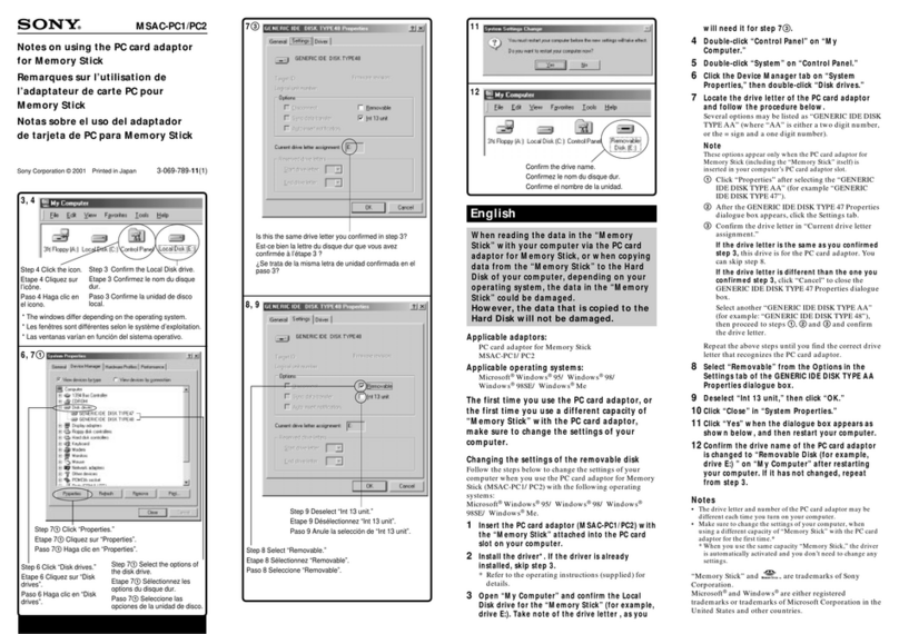 Sony MSAC-PC1 Quick start guide