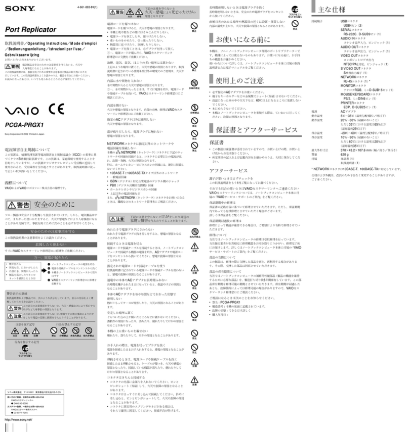 Sony VAIO PCGA-PRGX1 operating instructions