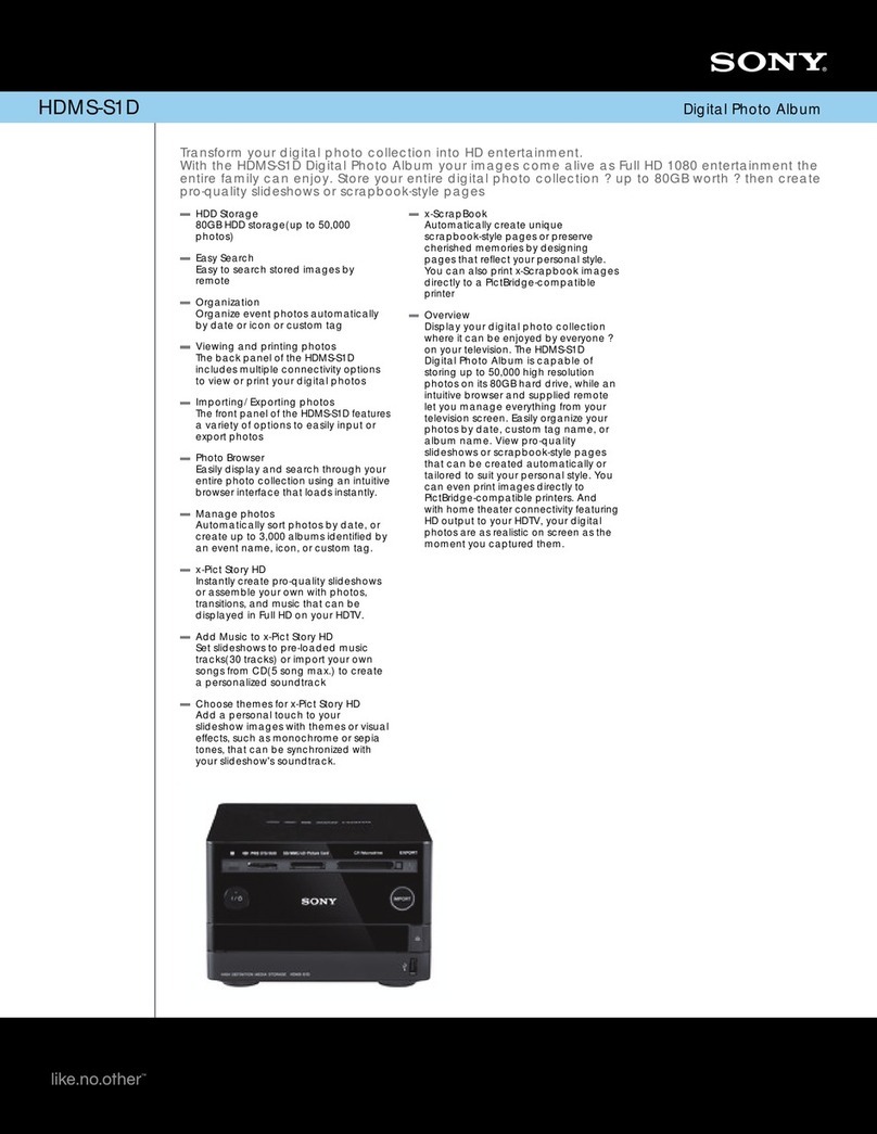 Sony HDMS-S1D - 80GB Digital Photo Album User manual
