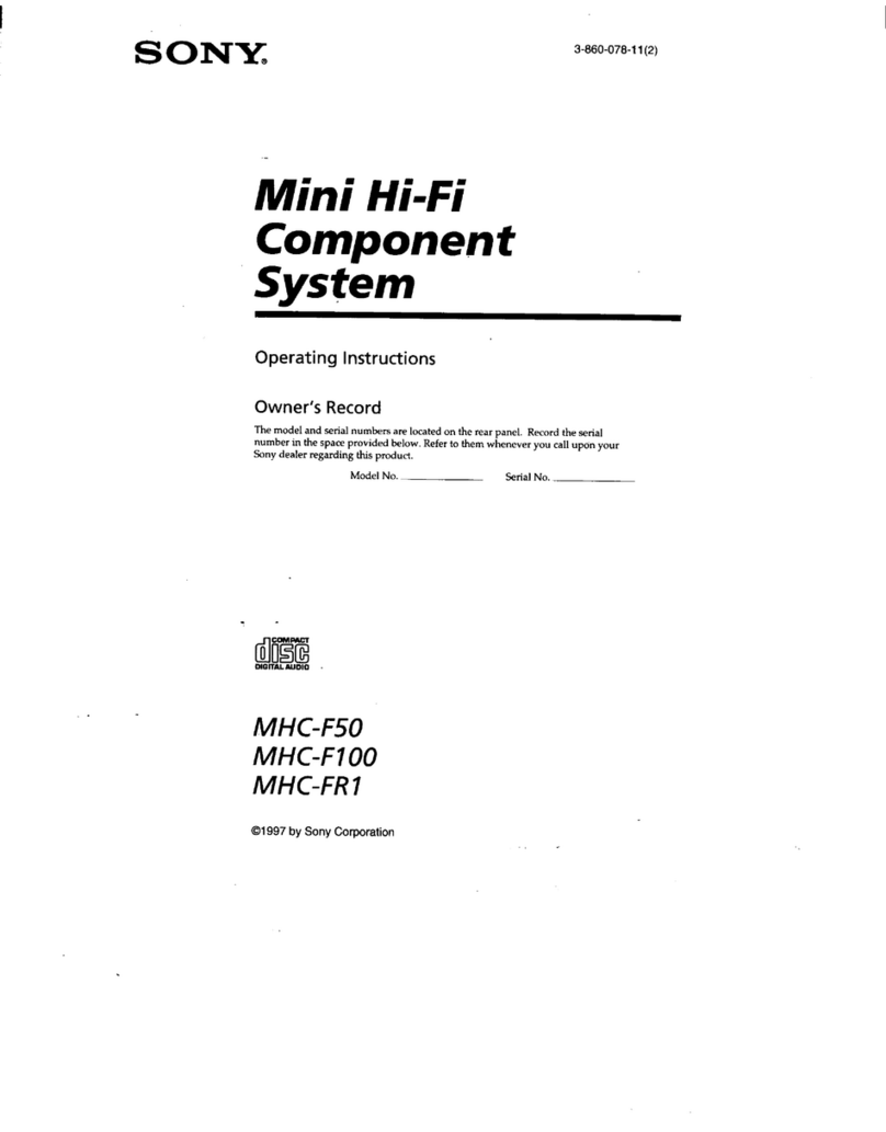 Sony MHC-F100 - Mini Hi Fi System User manual