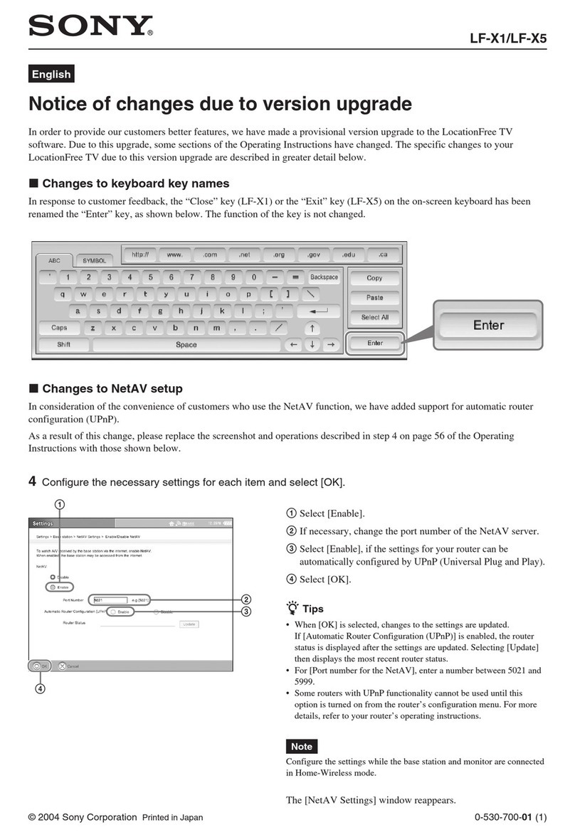 Sony LF-X1, LF-X5 supplementary guide