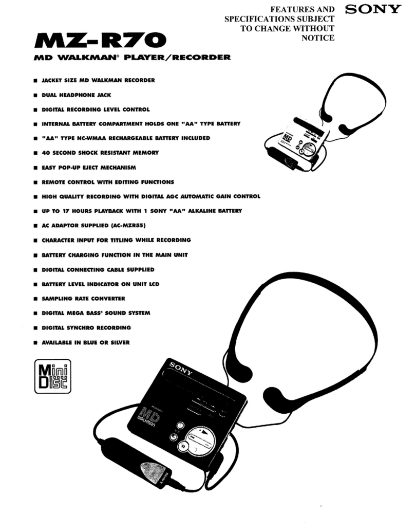 Sony MZ-R70 Analog PCLink User manual Sony MZ-R70 Analog PCLink User manual