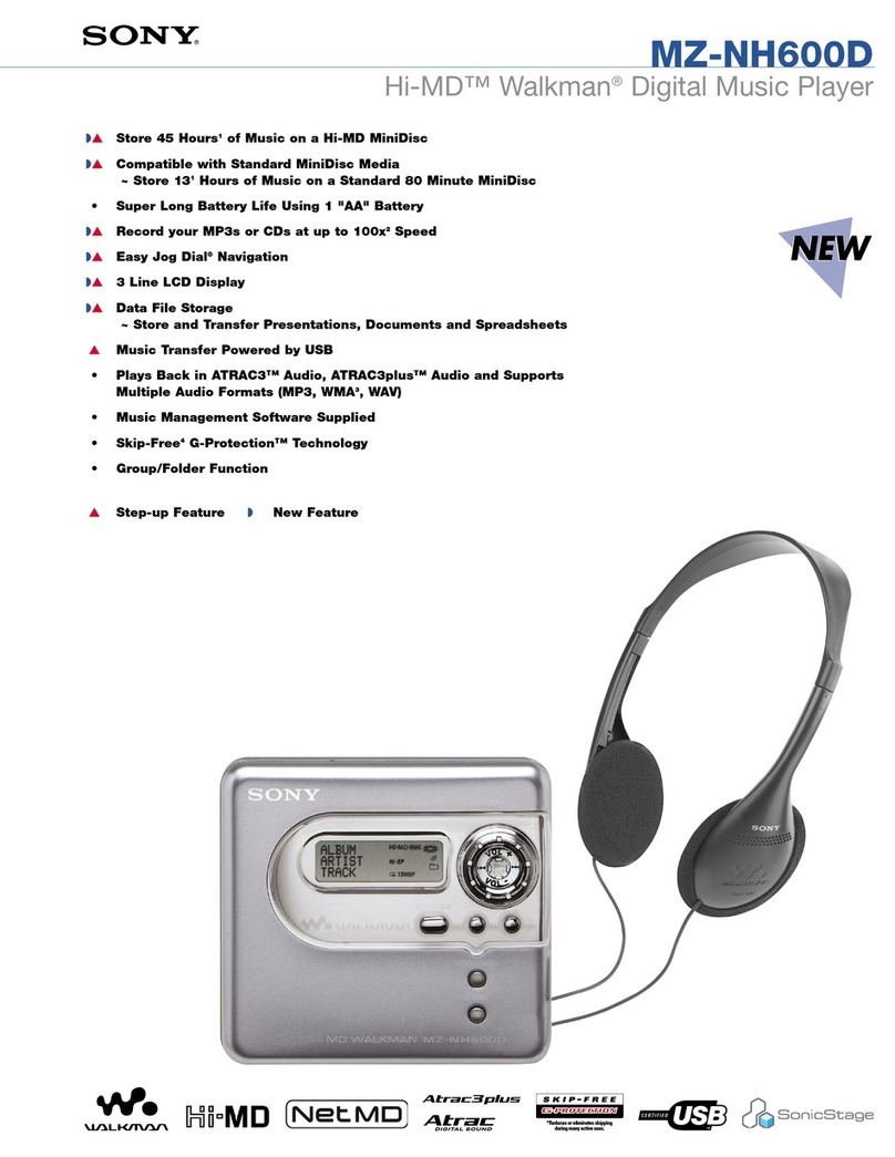 Sony MZNH600D - Hi-MD Walkman Recorder User manual Sony MZNH600D - Hi-MD Walkman Recorder User manual