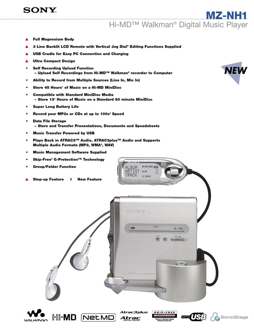 Sony Hi-MD Walkman MZ-NH1 Specification sheet
