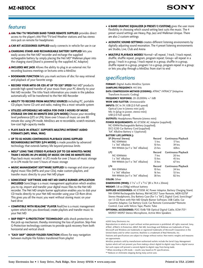 Sony Walkman MZ-NF810CK User manual