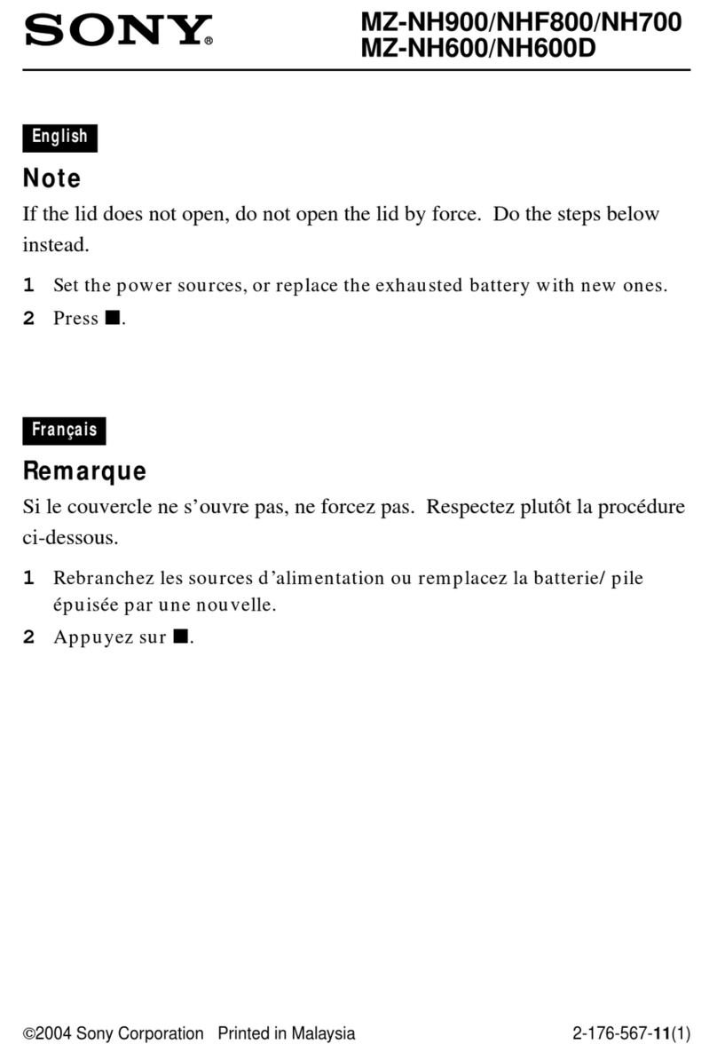 Sony MZNH600D - Hi-MD Walkman Recorder release note