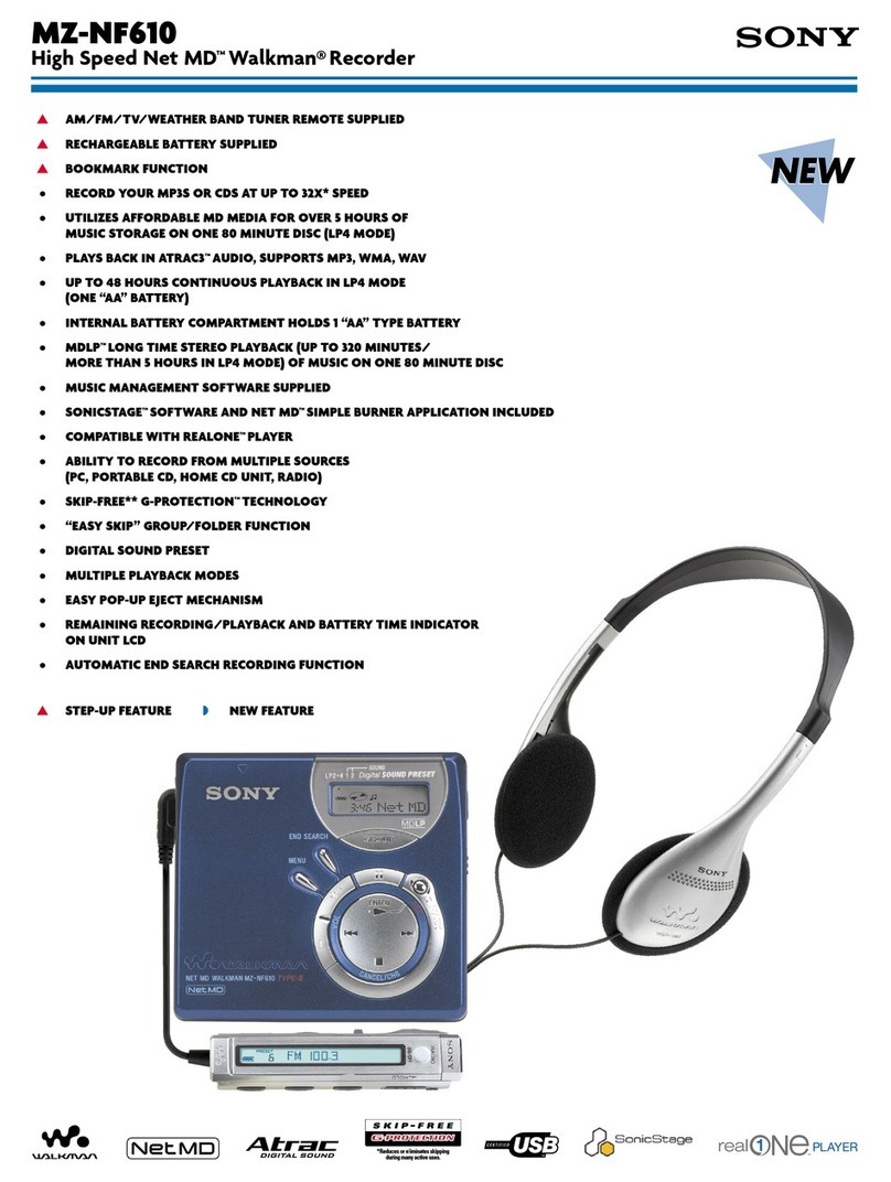 Sony Walkman MZ-NF610 User manual