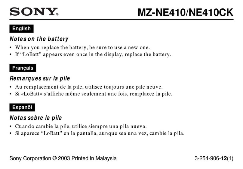 Sony MZ-NE410 Notes on installing & operating... Owner's manual