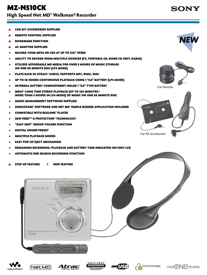 Sony MZ-N510CK Specification sheet