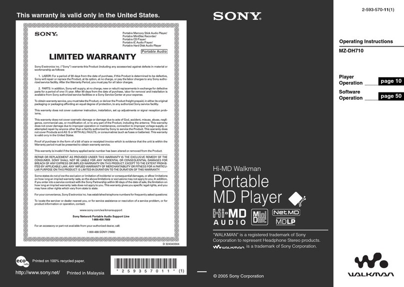 Sony Hi-MD WALKMAN MZ-DH710 User manual