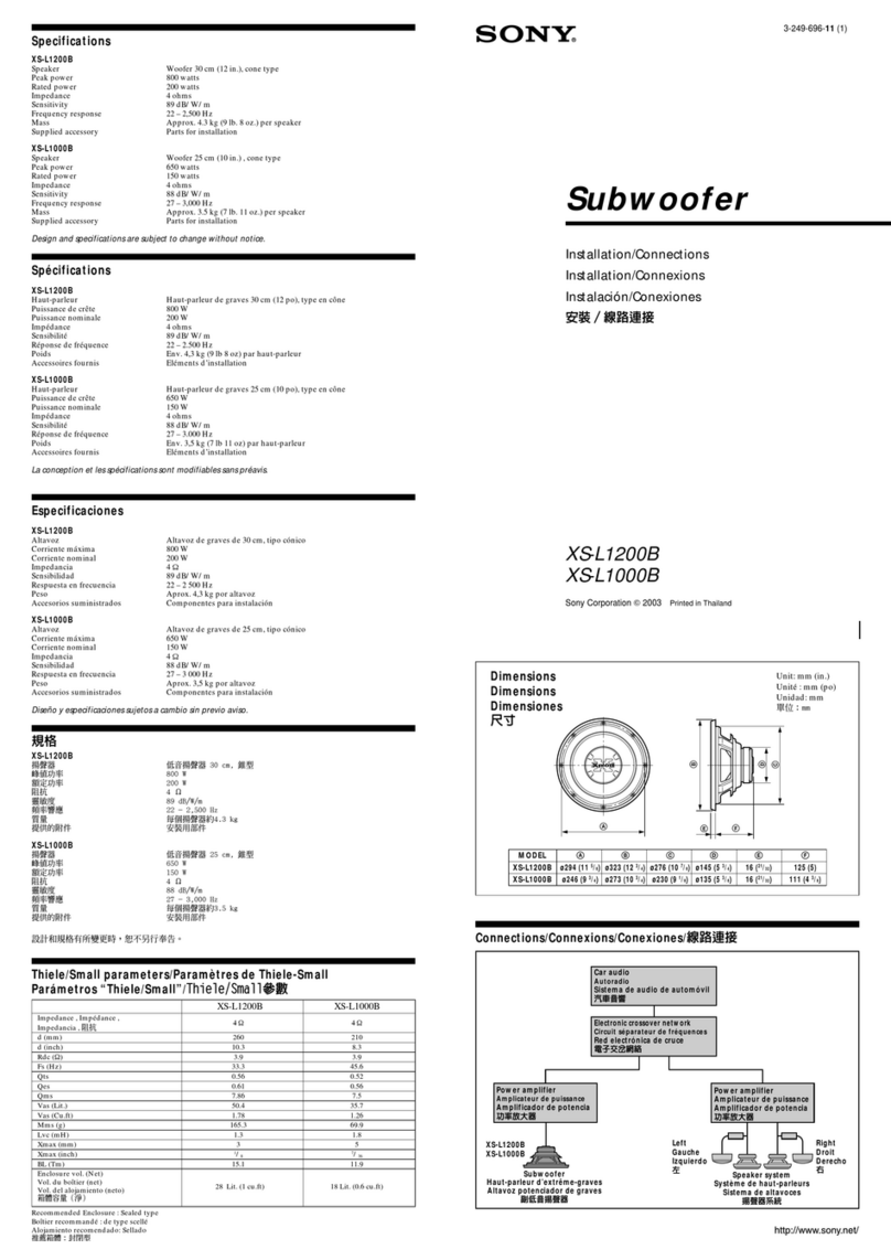 Sony XS-L1000B Installation/connections