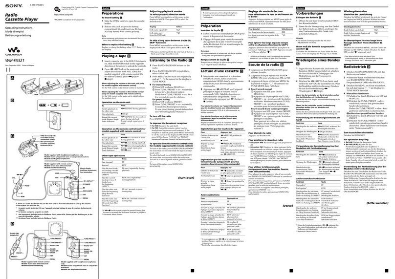 Sony WM-FX521 - Walkman User manual