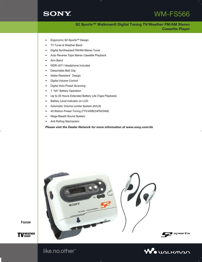 Sony S2 Sports Walkman WM-FS566 User manual