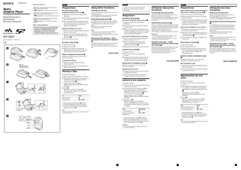 Sony WM-FS222 operating instructions