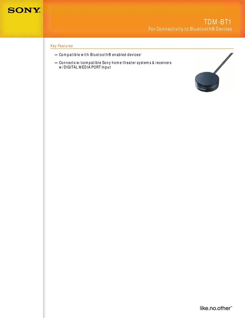Sony TDM-BT1 - Digital Media Port Bluetooth... Specifications