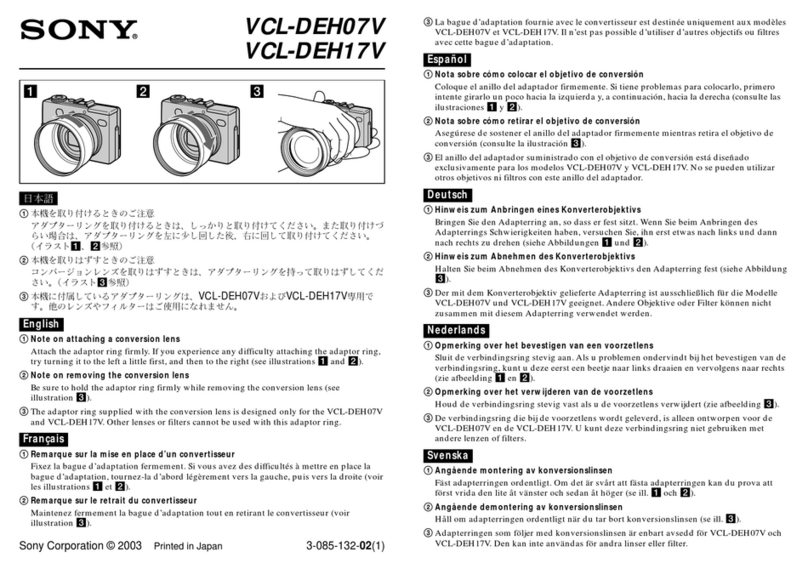 Sony VCL-DEH07V Supplemental notes
