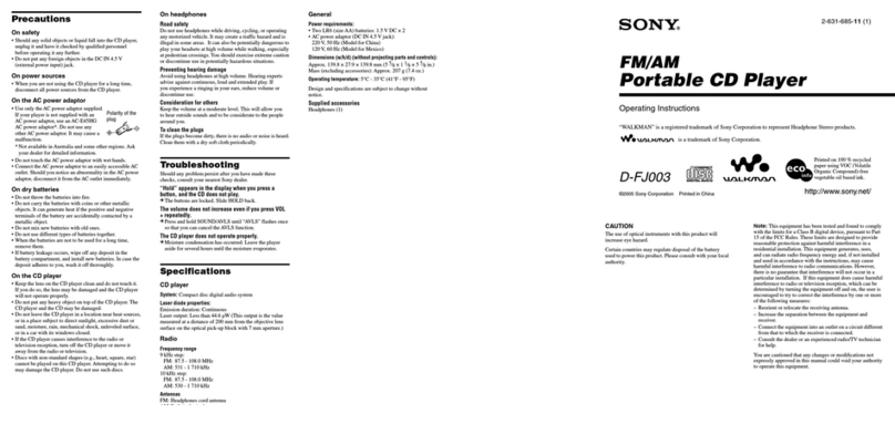 Sony Walkman D-FJ003 User manual