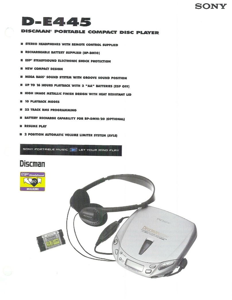 Sony Walkman D-E445 Specification sheet