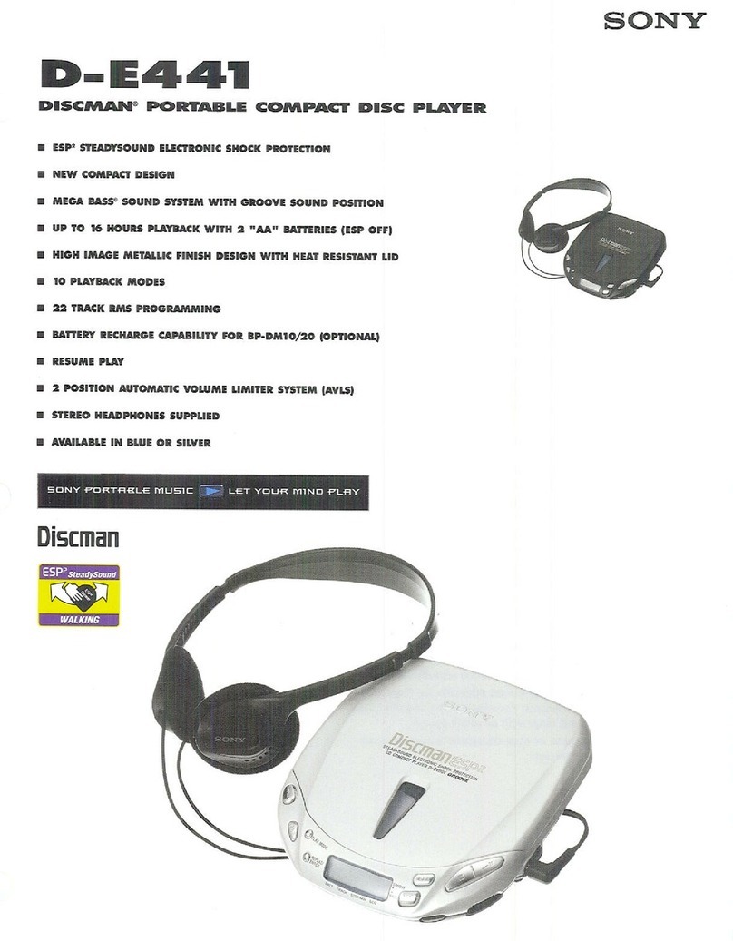 Sony Walkman D-E441 Specification sheet