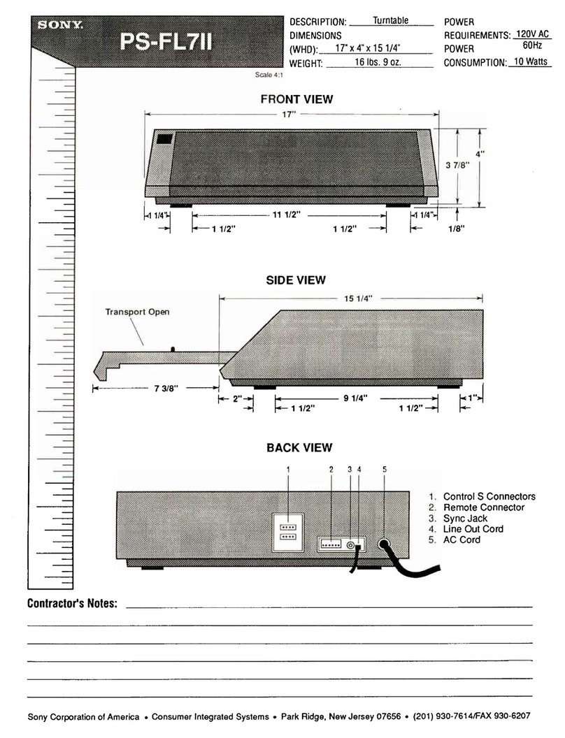Sony PS-FL7II - Stereo Turntable Parts list manual