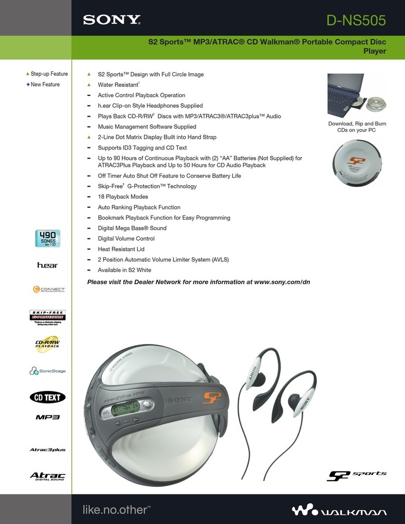 Sony D-NE710 - ATRAC3/MP3 CD Walkman Portable Disc... User manual Sony D-NE710 - ATRAC3/MP3 CD Walkman Portable Disc... User manual
