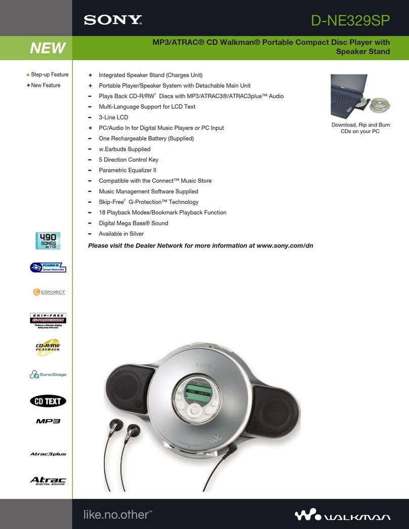 Sony D-NE329SP - Atrac Cd Walkman Portable Player User manual