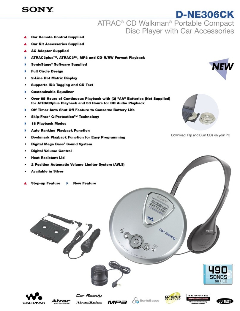 Sony D-NE306CK - Atrac Cd Walkman User manual