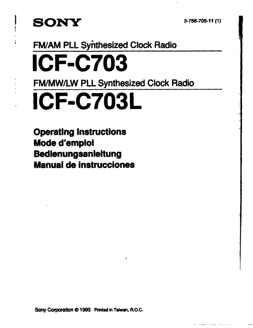 Sony ICF-C703 - Am/fm Clock Radio operating instructions