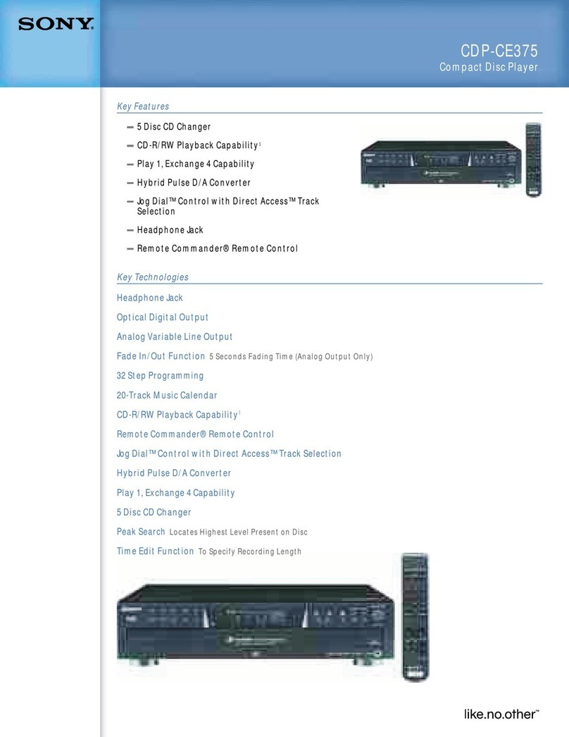 Sony CDP-CE375 User manual Sony CDP-CE375 User manual