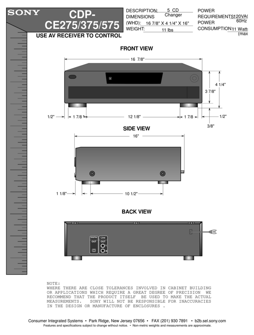 Sony CDP-CE275 - Carousel Cd Player 5 Discs User manual Sony CDP-CE275 - Carousel Cd Player 5 Discs User manual