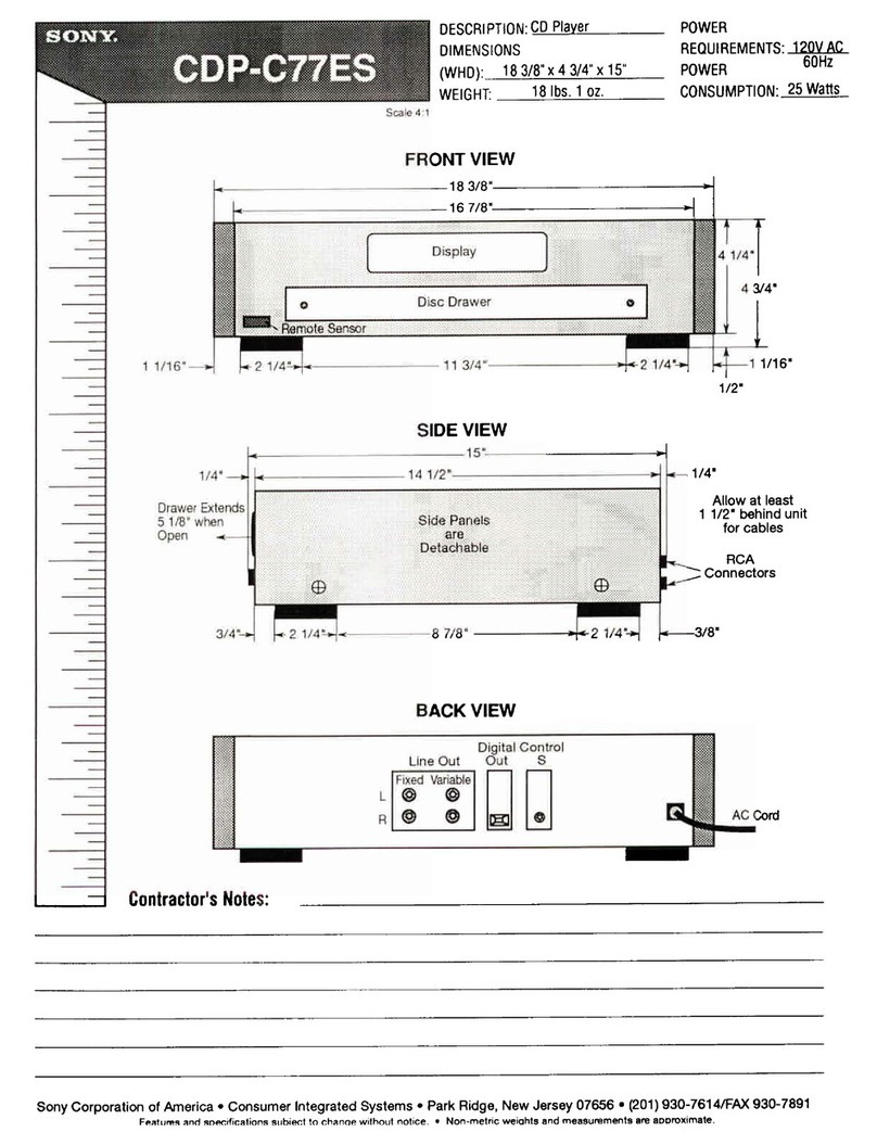 Sony CDP-C77ES - Es 5 Disc Cd Changer Dimensions