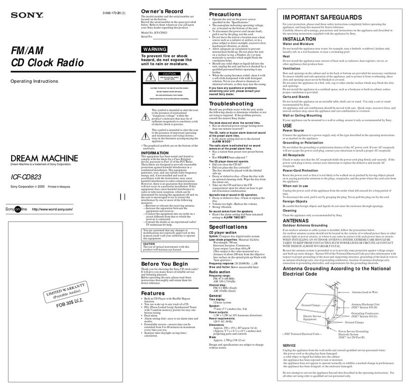 Sony Walkman ICF-CD823 User manual