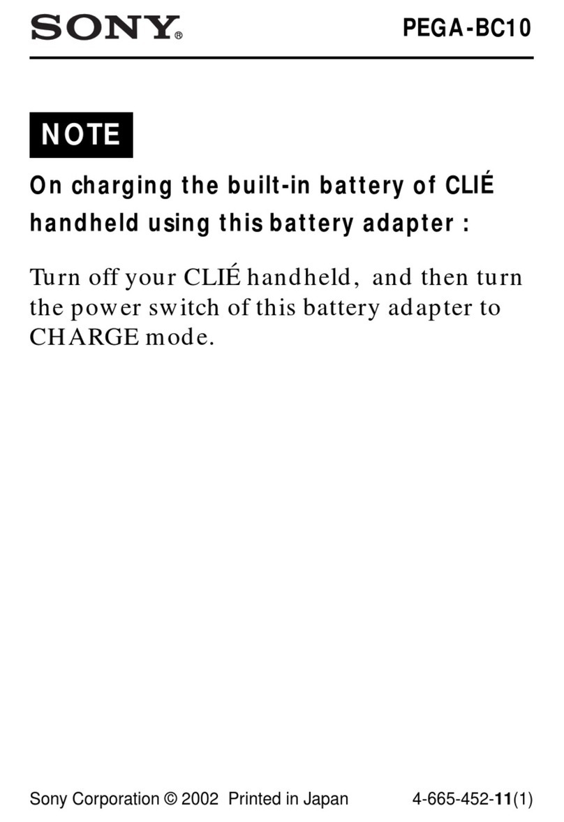 Sony CLIE PEGA-BC10 Charging Note
