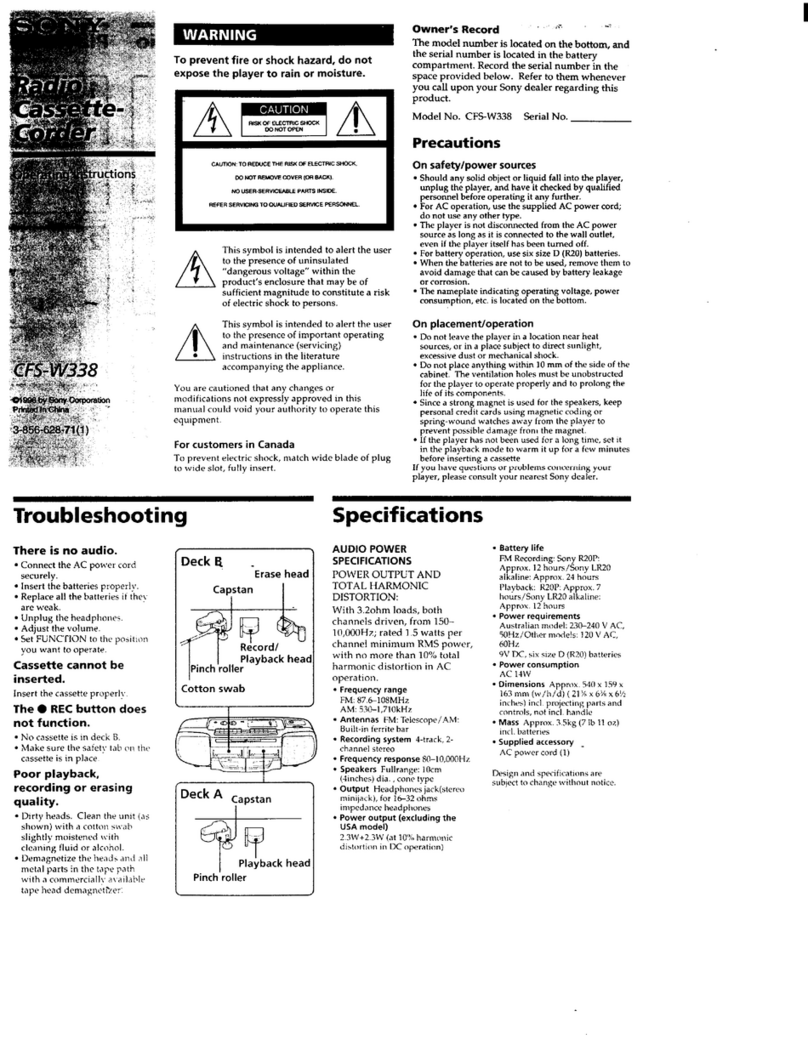 Sony CFS-W338 User manual