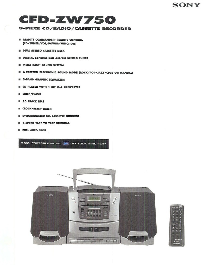 Sony CFD-ZW750 - Cd Radio Cassette-corder Specifications