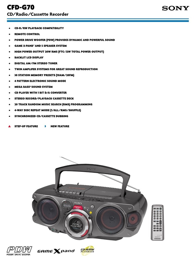 Sony CFD-G70 - Cd Radio Cassette-corder User manual
