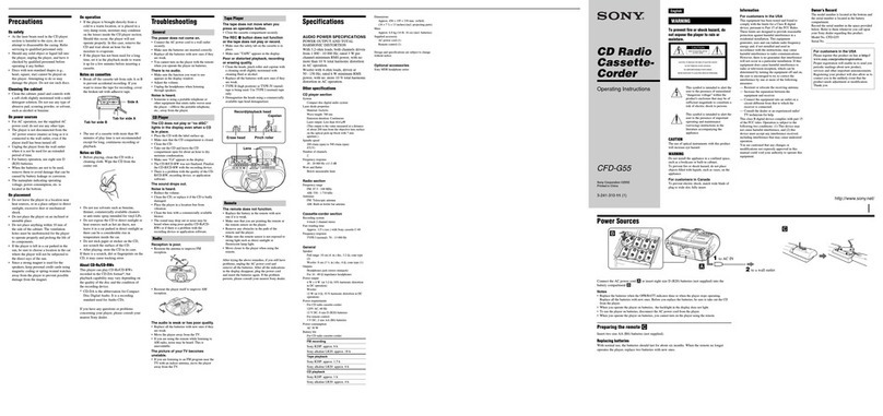 Sony CFD-G55 - Cd Radio Cassette-corder User manual