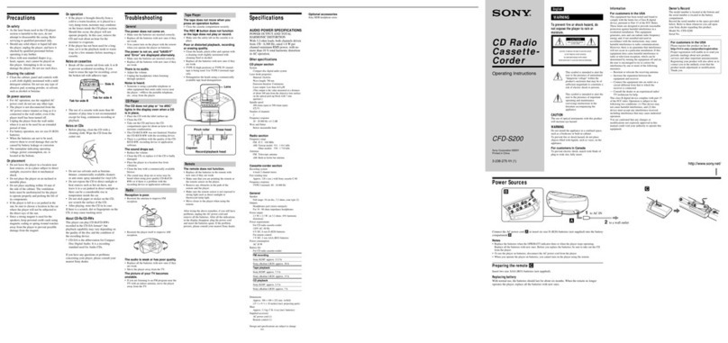 Sony CFD-S200 - Cd Radio Cassette-corder User manual